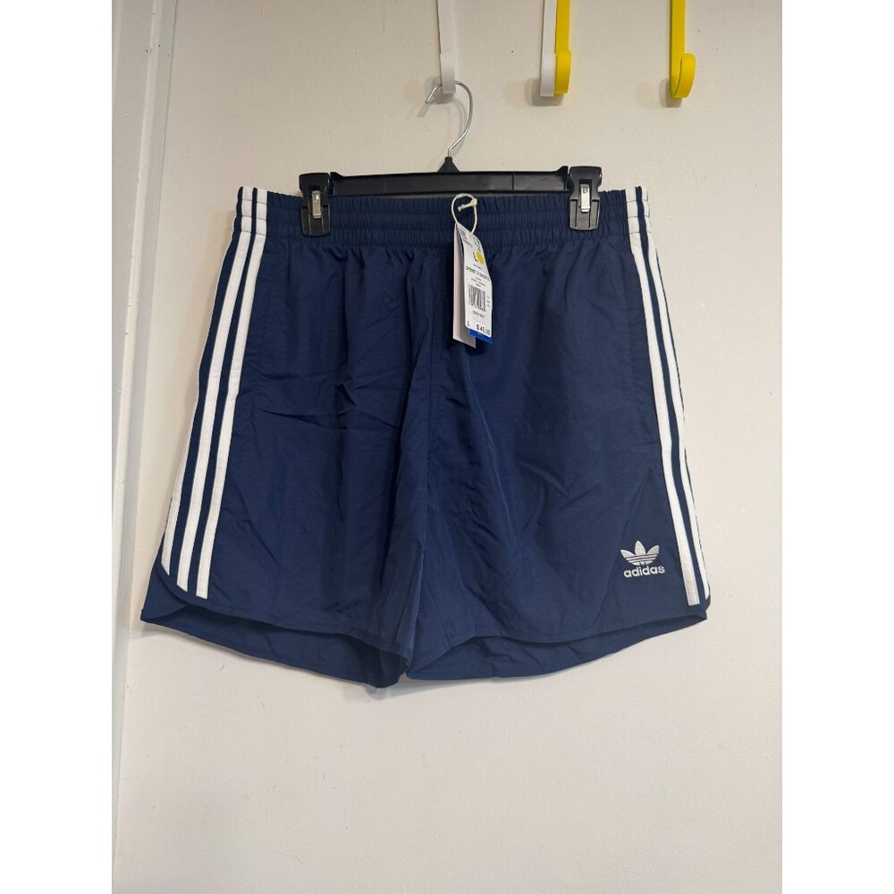 Adidas Mens Sprinter Shorts Navy Blue Large With White Stripes & Trefoil Logo